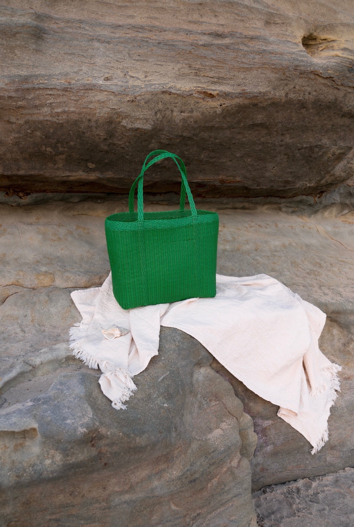 Basil Green Recycled Plastic Handmade Basket Bag
