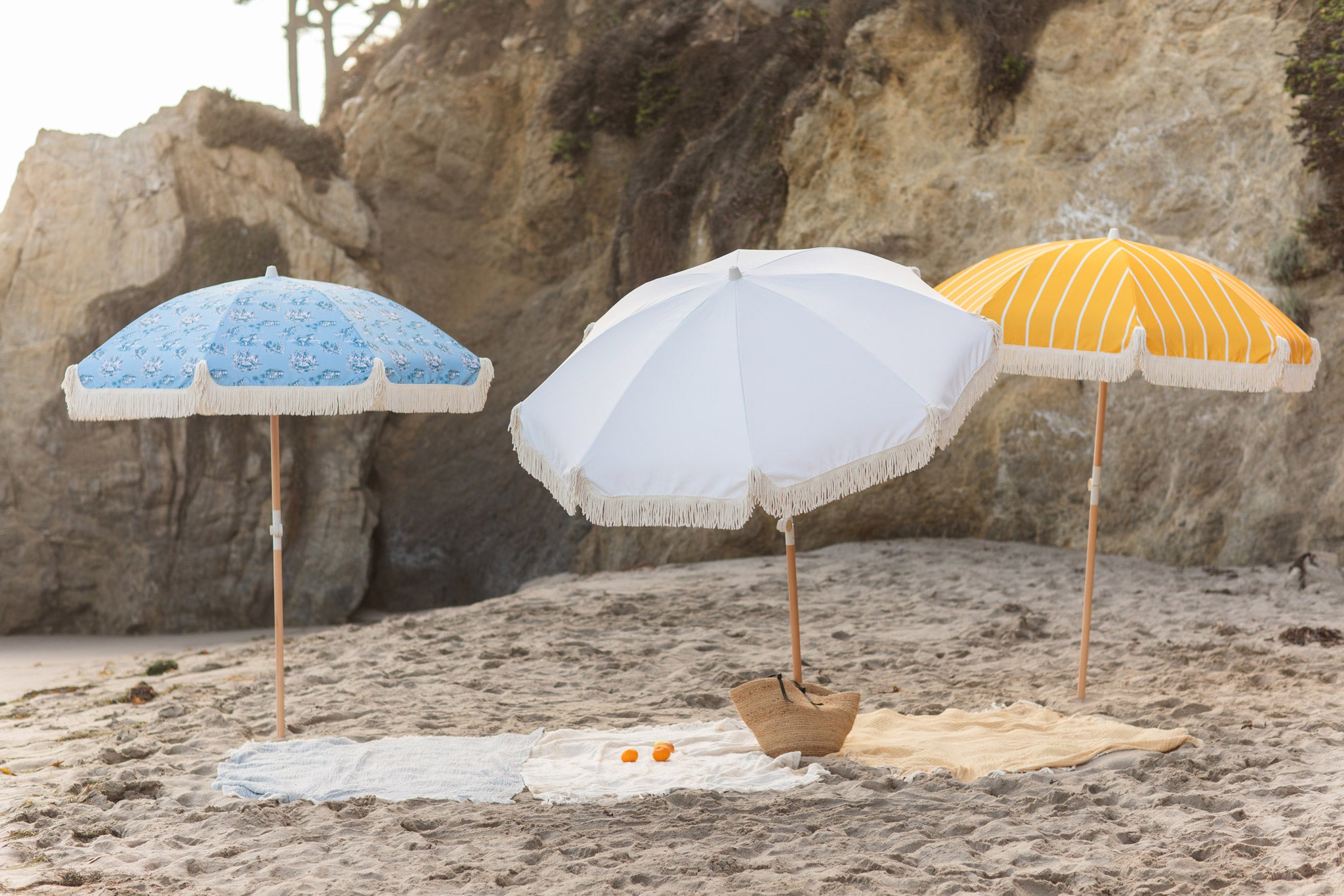 Blue Tropical Fringe Tassel Beach Umbrella