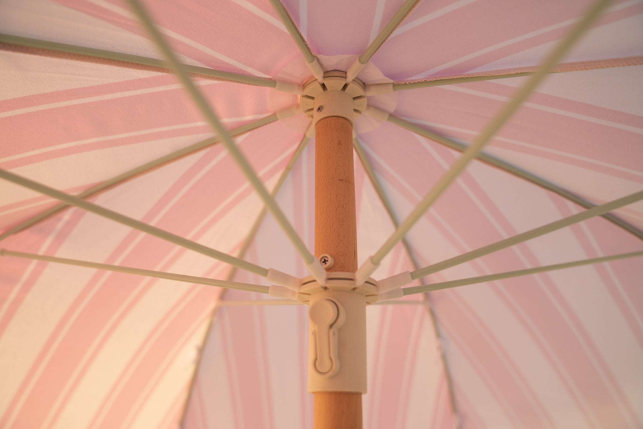 Vintage Pink Stripe Fringe Tassel Patio & Beach Umbrella