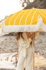 Load image into Gallery viewer, Yellow Amber Fringe Tassel Beach Umbrella
